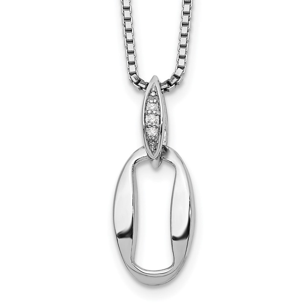 White Ice Sterling Silver Rhodium-plated 18 Inch Diamond Necklace with 2 Inch Extender, 0.016 ct, 20 x 7 mm