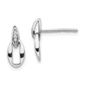 White Ice Sterling Silver Rhodium-plated Open Oval Diamond Post Dangle Earrings, 0.018 ct, 9 x 6 mm
