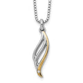 White Ice Sterling Silver Rhodium-plated Gold-tone 18 Inch Diamond Necklace with 2 Inch Extender, 0.01 ct, 20 x 7 mm