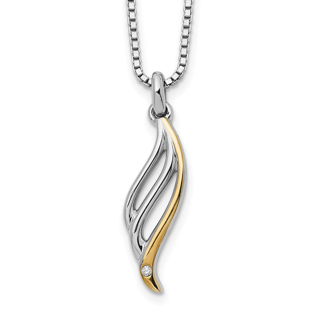 White Ice Sterling Silver Rhodium-plated Gold-tone 18 Inch Diamond Necklace with 2 Inch Extender, 0.01 ct, 20 x 7 mm