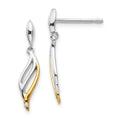 White Ice Sterling Silver Rhodium-plated Gold-plated Diamond Post Dangle Earrings, 0.01 ct, 21 x 5 mm