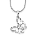 White Ice Sterling Silver Rhodium-plated 18 Inch Diamond Butterfly Necklace  with 2 Inch Extender, 0.01 ct, 20 x 16 mm