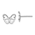 White Ice Sterling Silver Rhodium-plated Diamond Butterfly Post Earrings, 0.01 ct, 10 x 13 mm