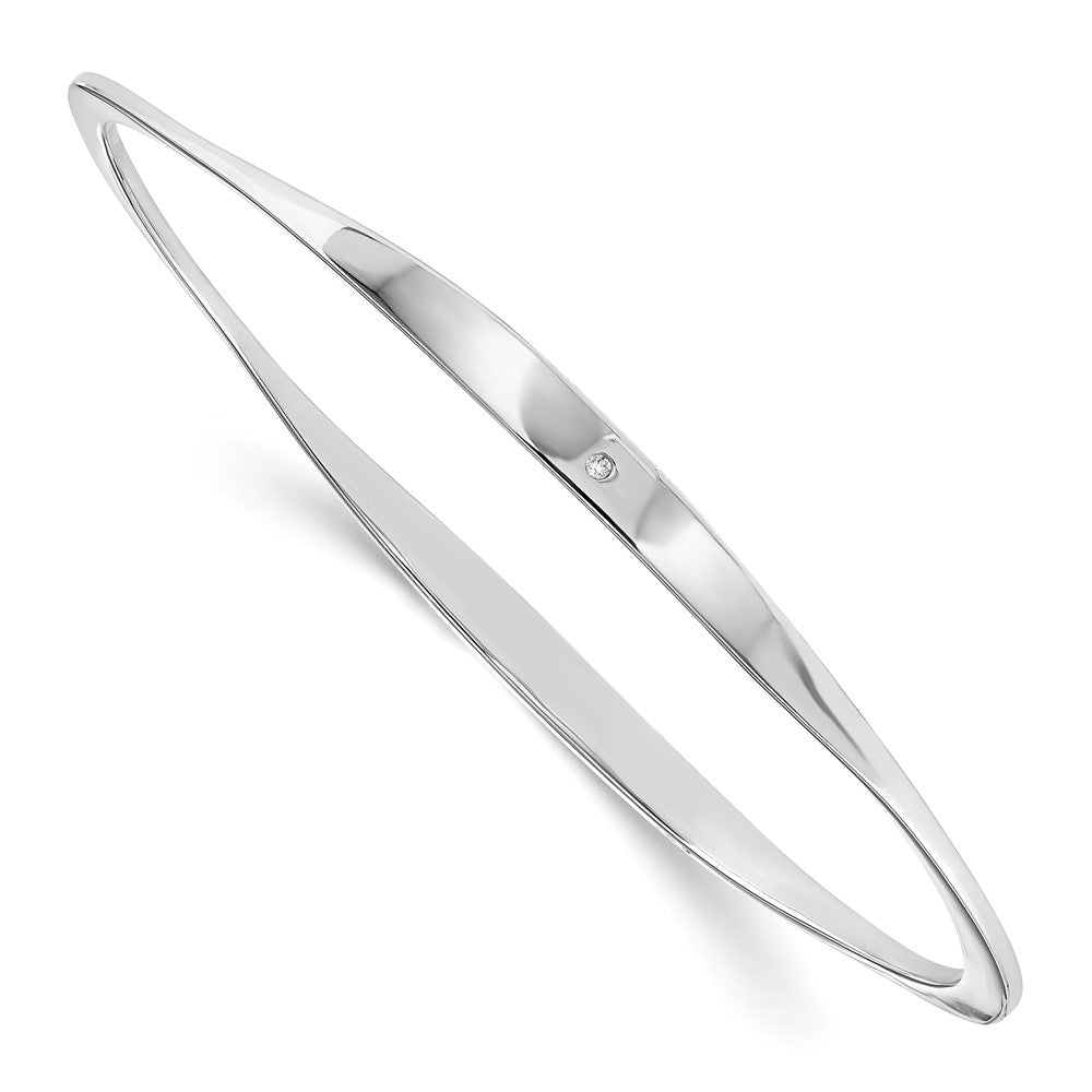 White Ice Sterling Silver Rhodium-plated Diamond Bangle, 0.01 ct, 7.75 x 4 mm