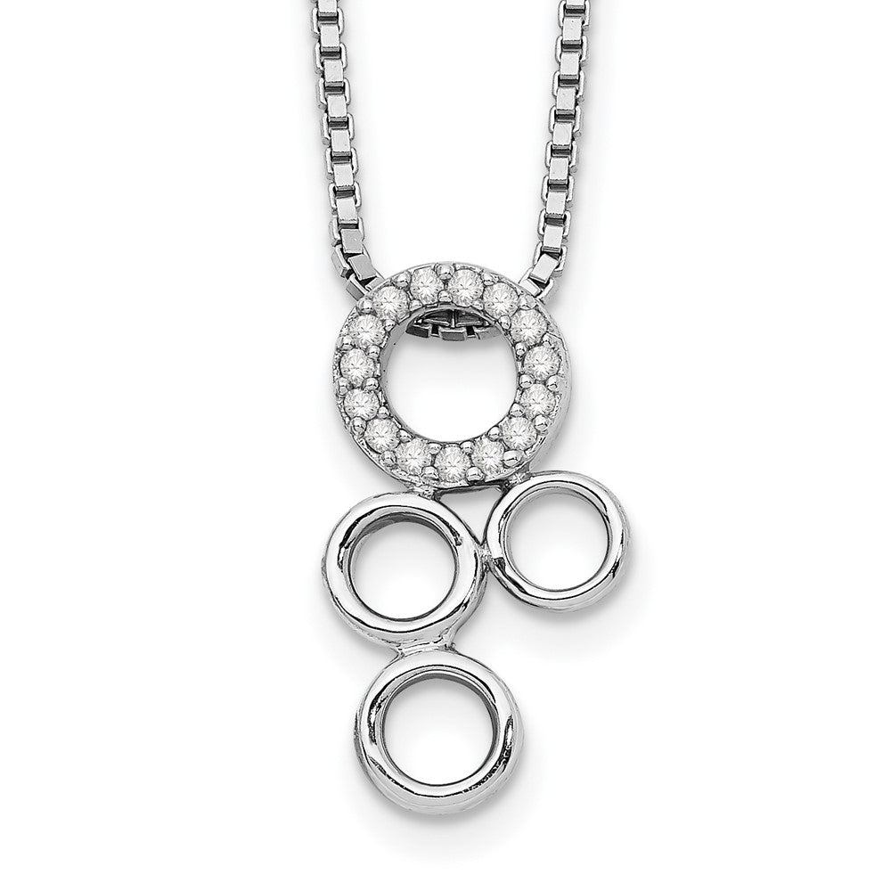 White Ice Sterling Silver Rhodium-plated 18 Inch Diamond Circles Slide Pendant Necklace with 2 Inch Extender, 0.075 ct, 20 x 10 mm