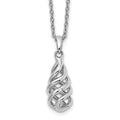 White Ice Sterling Silver Rhodium-plated 18 Inch Diamond Spiral Necklace with 2 Inch Extender, 0.01 ct, 20 mm