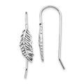 White Ice Sterling Silver Rhodium-plated Diamond Feather Dangle Earrings, 0.022 ct, 29 x 7 mm