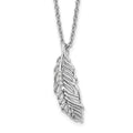 White Ice Sterling Silver Rhodium-plated 18 Inch Diamond Feather Necklace with 2 Inch Extender, 0.02 ct, 20 x 7.5 mm