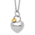White Ice Sterling Silver Rhodium-plated Gold-tone 18 Inch Diamond Double Heart Necklace with 2 Inch Extender, 0.01 ct, 20 x 11.5 mm