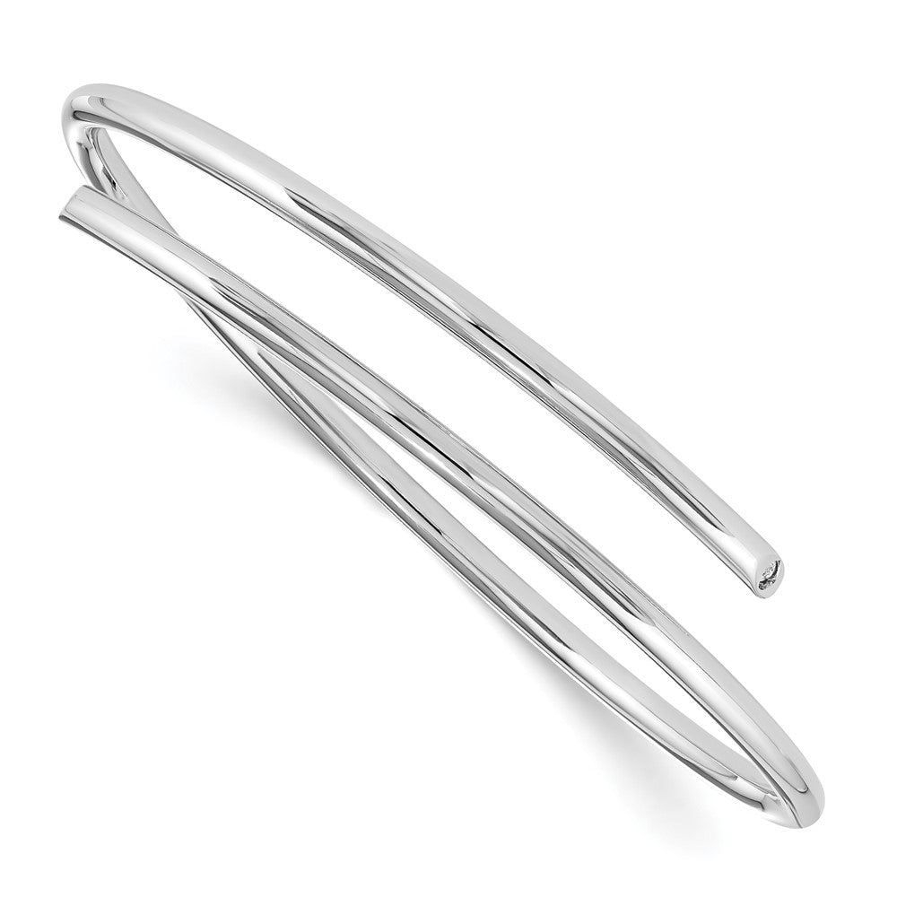 White Ice Sterling Silver Rhodium-plated Diamond Bangle, 0.05 ct, 3.5 mm