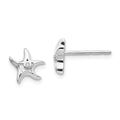 White Ice Sterling Silver Rhodium-plated Diamond Starfish Post Earrings, 0.01 ct, 8 x 9 mm