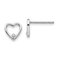 White Ice Sterling Silver Rhodium-plated Diamond Open Heart Post Earrings, 0.01 ct, 8 x 7 mm