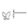 White Ice Sterling Silver Rhodium-plated Diamond Butterfly Post Earrings, 0.01 ct, 9 x 8 mm
