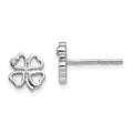 White Ice Sterling Silver Rhodium-plated Diamond Clover Post Earrings, 0.01 ct, 8 x 8 mm