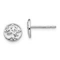White Ice Sterling Silver Rhodium-plated Diamond Tree Post Earrings, 0.01 ct, 8 x 8 mm