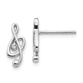 White Ice Sterling Silver Rhodium-plated Diamond Musical Post Earrings, 0.01 ct, 13 x 5.45 mm