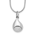 White Ice Sterling Silver Rhodium-plated 18 Inch Diamond Teardrop Necklace with 2 Inch Extender, 0.01 ct, 20 x 15.05 mm