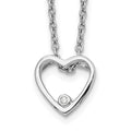 White Ice Sterling Silver Rhodium-plated 18 Inch Diamond Open Heart Necklace with 2 Inch Extender, 0.01 ct, 20 x 10 mm