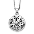 White Ice Sterling Silver Rhodium-plated 18 Inch Diamond Star Round Locket Necklace with 2 Inch Extender, 0.01 ct, 20 x 18 mm