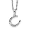 White Ice Sterling Silver Rhodium-plated 18 Inch Diamond Horseshoe Necklace with 2 Inch Extender, 0.011 ct, 20 x 10 mm
