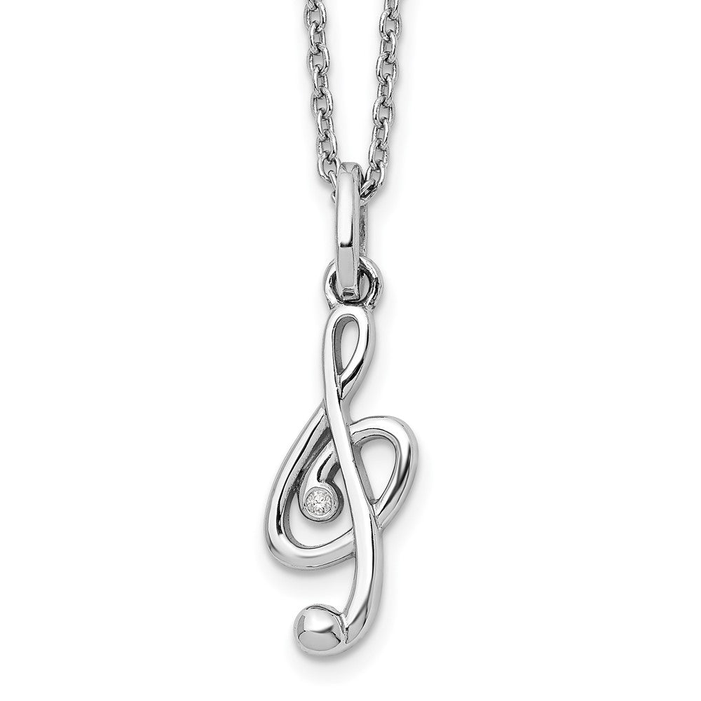 White Ice Sterling Silver Rhodium-plated 18 Inch Diamond Musical Necklace with 2 Inch Extender, 0.011 ct, 20 x 7 mm