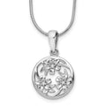White Ice Sterling Silver Rhodium-plated 18 Inch Diamond Flower Necklace with 2 Inch Extender, 0.03 ct, 20 x 14 mm