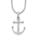 White Ice Sterling Silver Rhodium-plated 18 Inch Diamond Anchor Necklace with 2 Inch Extender, 0.01 ct, 20 x 12 mm