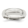 Sterling Silver 6mm Polished Domed Grooved Fancy Band Size 13.5, 6 mm