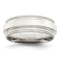 Sterling Silver 7mm Polished Flat Grooved Edge Fancy Band Size 9.5, 7 mm