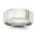 Sterling Silver 8mm Polished Flat Notched Beveled Edge Fancy Band Size 13, 8 mm