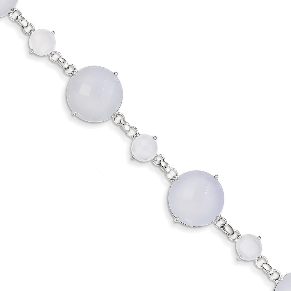 Sterling Silver Blue Chalcedony Circle Bracelet, 39.5 ct, 7.5 mm