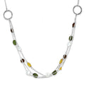 Sterling Silver Antiqued Brown/Green/Yellow CZ 18In. Necklace, 18 mm
