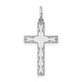 Sterling Silver Rhodium-plated Laser Cut Cross Pendant, 24 x 13 mm, 0.59 g