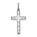 Sterling Silver Rhodium-plated Laser Cut Cross Charm, 22 x 11 mm