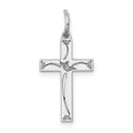 Sterling Silver Rhodium-plated Laser Cut Cross Charm, 21 x 11 mm
