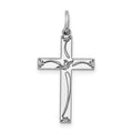 Sterling Silver Rhodium-plated Laser Cut Cross Pendant, 24 x 13 mm, 0.5 g - ID5S9QXR1058L7