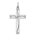 Sterling Silver Rhodium-plated Laser Cut Cross Pendant, 30 x 16 mm, 0.72 g