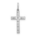 Sterling Silver Rhodium-plated Laser Cut Cross Pendant, 20 x 10 mm