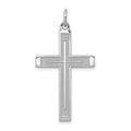 Sterling Silver Rhodium-plated Laser Cut Cross Pendant, 33 x 8 mm