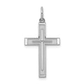 Sterling Silver Rhodium-plated Laser Cut Cross Pendant, 27 x 13 mm
