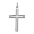 Sterling Silver Rhodium-plated Laser Cut Cross Pendant, 30 x 17 mm, 0.79 g