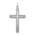 Sterling Silver Rhodium-plated Laser Cut Cross Pendant, 36 x 21 mm