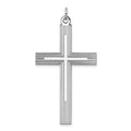 Sterling Silver Rhodium-plated Laser Cut Cross Pendant, 44 x 25 mm