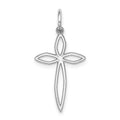 Sterling Silver Rhodium-plated Laser Cut Cross Pendant, 24 x 12 mm