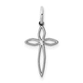 Sterling Silver Rhodium-plated Laser Cut Cross Charm, 20 x 10 mm, 0.23 g