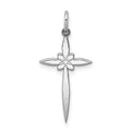 Sterling Silver Rhodium-plated Laser Cut Cross Pendant, 25 x 7 mm