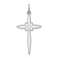 Sterling Silver Rhodium-plated Laser Cut Cross Pendant, 30 x 15 mm, 0.56 g