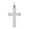 Sterling Silver Rhodium-plated Laser Cut Cross Pendant, 30 x 16 mm, 0.56 g