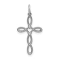 Sterling Silver Rhodium-plated Laser Cut Cross Pendant, 23 x 13 mm