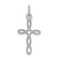 Sterling Silver Rhodium-plated Laser Cut Cross Charm, 20 x 11 mm